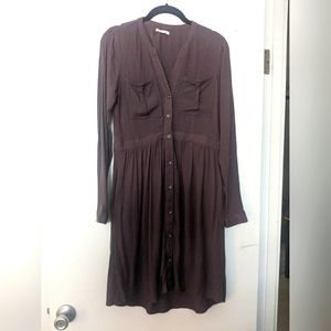 Maurices Long Sleeve Shirtdress- XS- Plum/ Purple